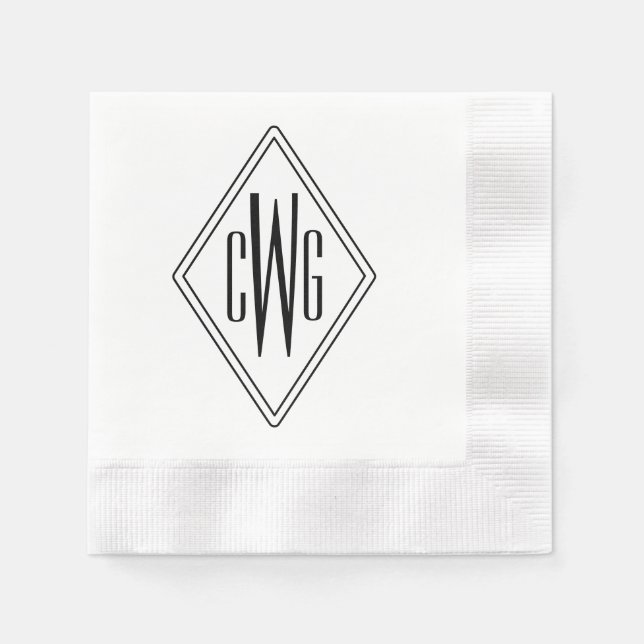 Serviette En Papier Cadre de diamant Mongm #5 Simple 3 Lettre initiale (Devant)
