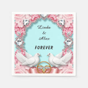Serviette En Papier Cadre de mariage élégant avec colombes blanches
