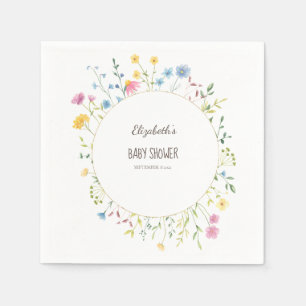 Serviette En Papier Cadre de prairie de fleurs sauvages à l'aquarelle