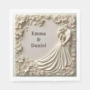 Serviette En Papier 🤍 Cadre de rose ivoire silhouette de couple de ma