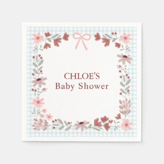 Serviette En Papier Cadre de ruban de fleur sauvage bleu ciel 001 sur