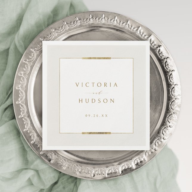 Serviette En Papier Cadre Elégance Simple Moderne Classique Mariage (Framed Elegance Simple Modern Classy Wedding Napkins)