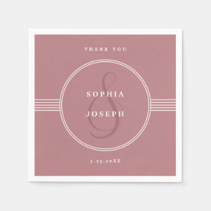 Serviette En Papier Cadre élégant   Dusty Rose Mariage