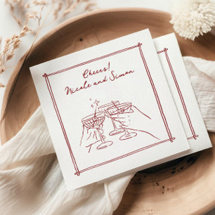 Serviette En Papier Cadre esquissé mariage en verre de Champagne Whims