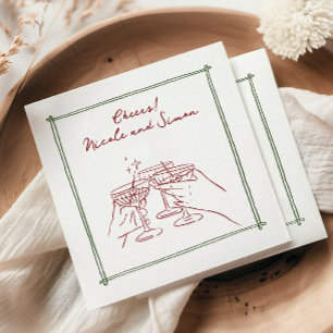 Serviette En Papier Cadre esquissé mariage en verre de Champagne Whims