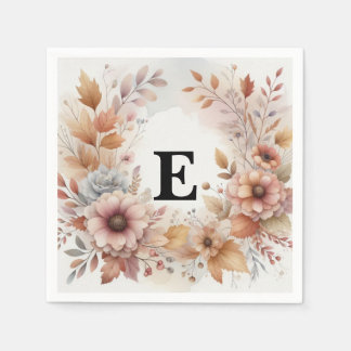 Serviette En Papier Cadre floral de feuilles d'automne à l'aquarelle p