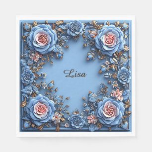 Serviette En Papier Cadre floral élégant