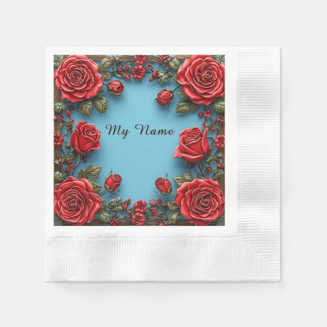 Serviette En Papier Cadre floral élégant (Devant)