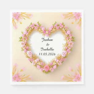 Serviette En Papier Cadre floral en forme de cœur