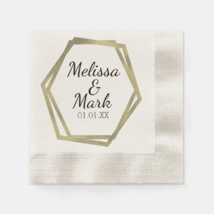 Serviette En Papier Cadre géométrique en feuille d'or pour couples mar