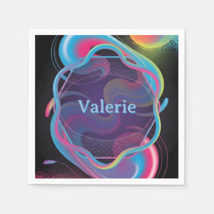 Serviette En Papier Cadre Liquide Néon avec Nom Personnalisé