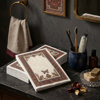 Serviette En Papier Cadre papillon de bain floral bohème paisley