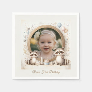 Serviette En Papier Cadre photo Raccoon pour les fêtes d'anniversaire 