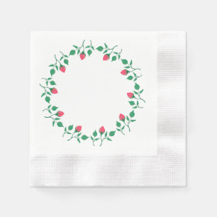 Serviette En Papier Cadre rond fleuri avec fleurs roses