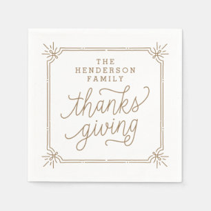 Serviette En Papier Cadre Rustique Personnalisé Famille Thanksgiving