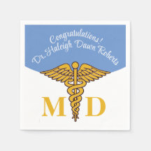 Caduceus Pale Blue Médicale School Graduation
