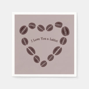 Serviette En Papier Café Bean Heart Je t'aime un Latte