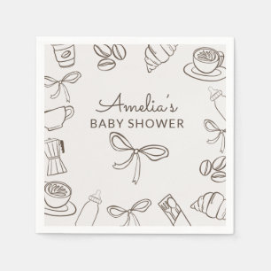 Serviette En Papier Cafe Bebe Baby Shower à l'arc Bow
