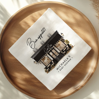 Serviette En Papier Café Bébé Black & White Bon Appétit Baby shower