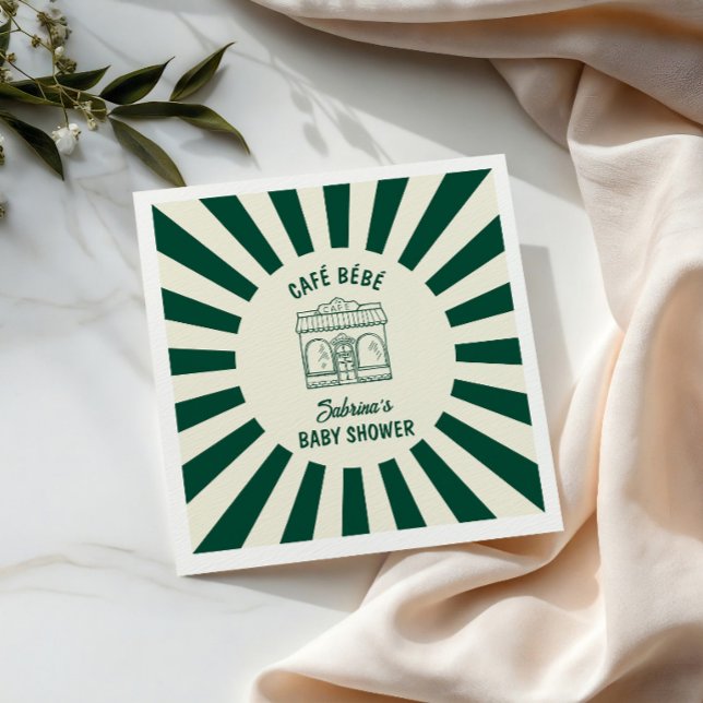 Serviette En Papier CAFÉ BÉBÉ CAFE VERT Baby Shower (Créateur téléchargé)