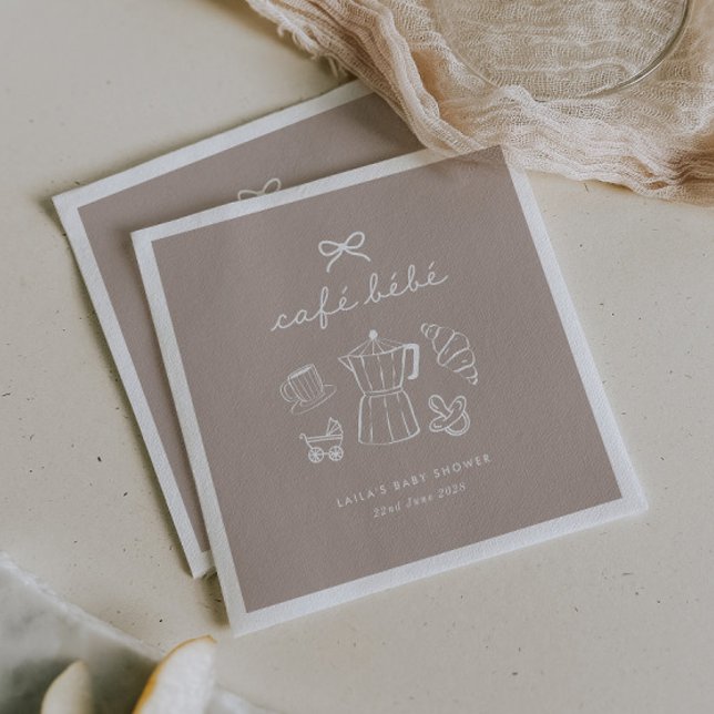 Serviette En Papier Café Bébé Maison Café Bébé Douche Latte (Zazzle Cafe Bebe Home Coffee Baby Shower Latte Napkins)