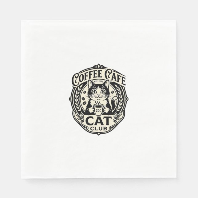 Serviette En Papier Café Café Chat Drôle Chat Graphique - Café Café Ca (Devant)