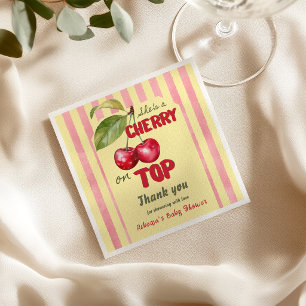 Serviette En Papier Café Cerise Rétro Rouge Jaune Baby Shower