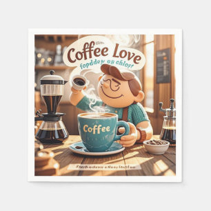 Serviette En Papier Café chaleureux de style dessin animé pour amateur