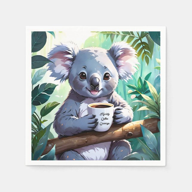 Serviette En Papier Café Cosy Jungle Koala (Devant)