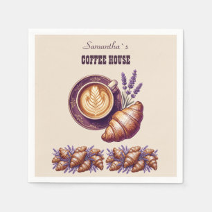 Serviette En Papier Cafe Custom Merch Croissant Vintage Avec Lavande