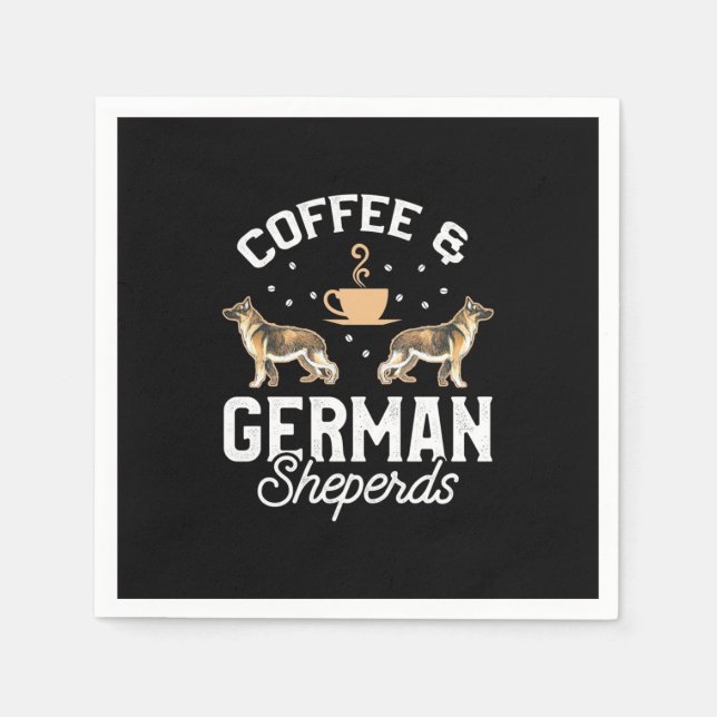 Serviette En Papier Café Et Berger Allemand (Devant)