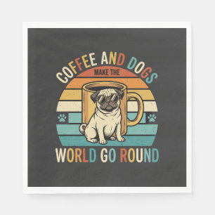 Serviette En Papier Café et chiens Pug rétro amateur