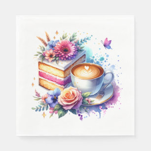 Serviette En Papier Café et gâteau   Anniversaire du meilleur ami