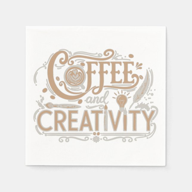 Serviette En Papier Café et Typographie Créative (Devant)