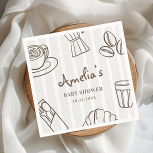 Serviette En Papier Café Fantaisiste Bébé Rayé Baby Shower