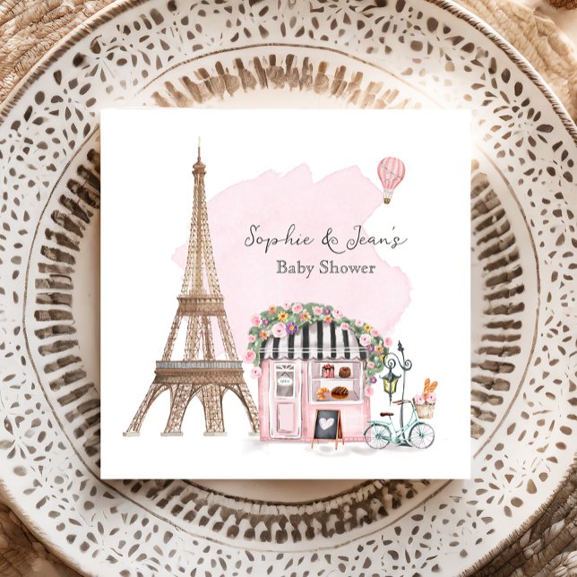 Serviette En Papier Café Français Bonjour Bebe Paris Tea Baby shower (Créateur téléchargé)