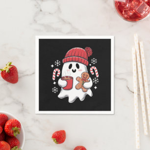 Serviette En Papier Café glacé fantôme mignon de Noël Rétro Café de No