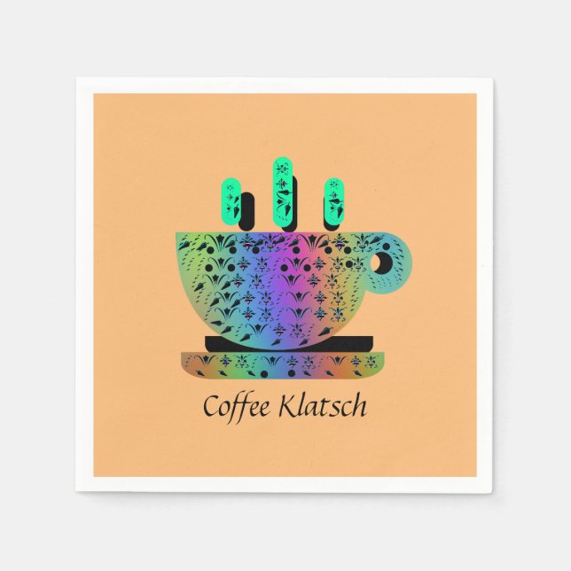 Serviette En Papier Café Klatsch Black Floral Melon (Devant)