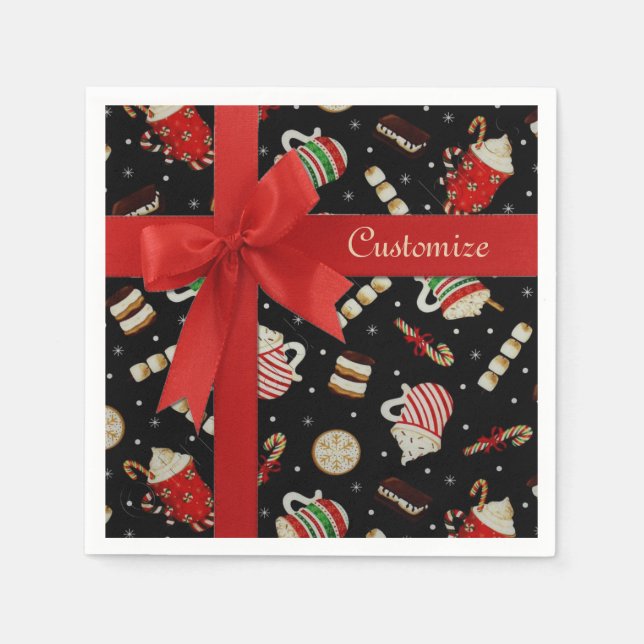 Serviette En Papier Café Latte Christmas Café Rouge Ribbon serviettes (Devant)