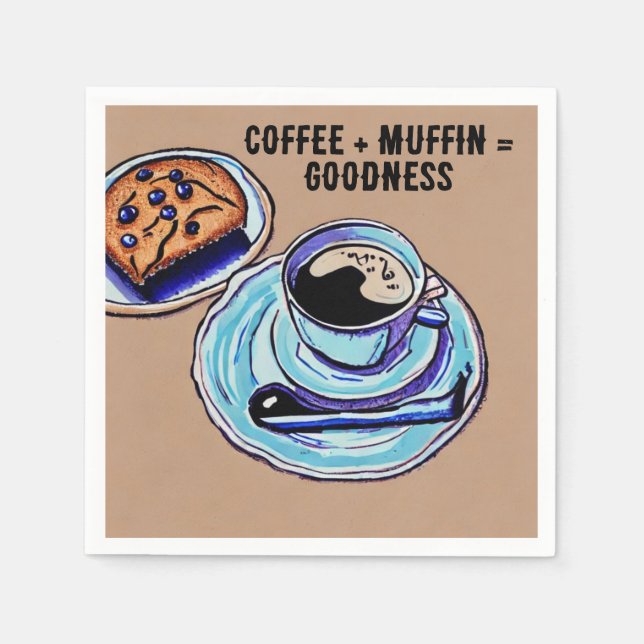 Serviette En Papier "Café + Muffin = Délice" Café Capriceux (Devant)