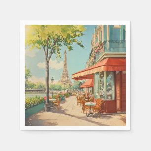 Serviette En Papier Café parisien avec vue Eiffel
