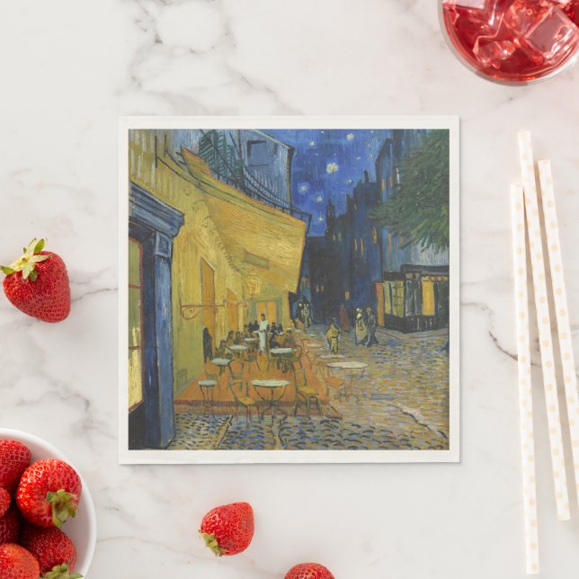 Serviette En Papier Café Terrasse par Vincent Van Gogh (En situation)