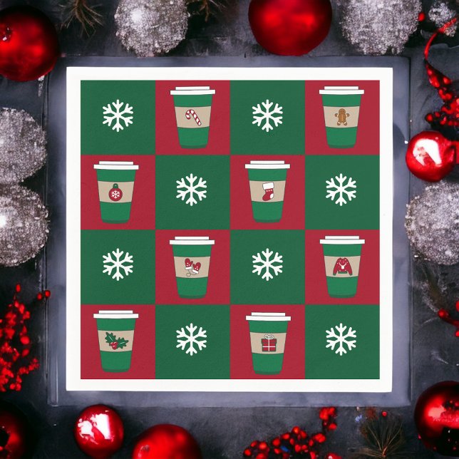 Serviette En Papier Cafés de Noël Flammes de neige (Créateur téléchargé)