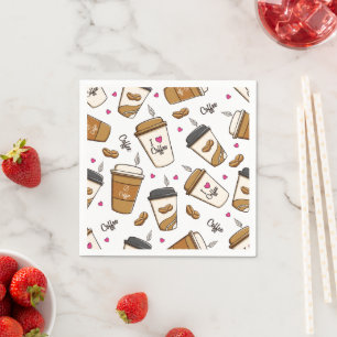 Serviette En Papier Cafés, Fèves de café, Amateur de café, Coeurs