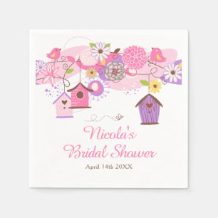 Serviette En Papier Cages à oiseaux floraux roses et violets pour Baby