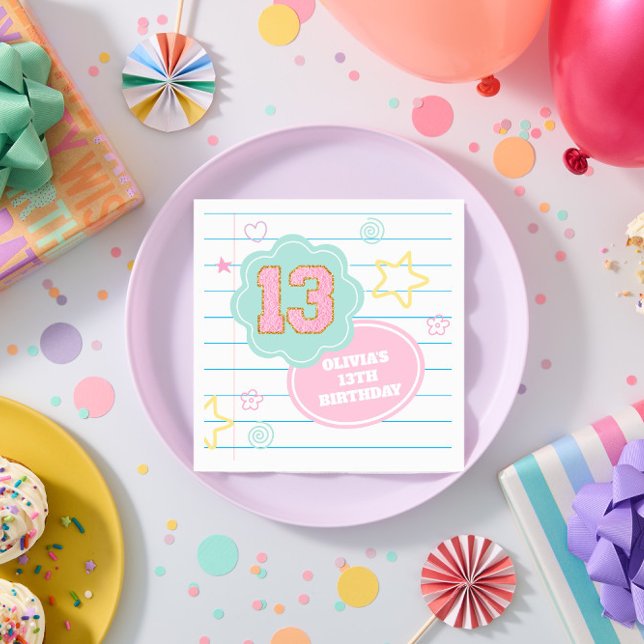 Serviette En Papier Cahier à patchwork pastel prépa Varsity 13e annive (Créateur téléchargé)