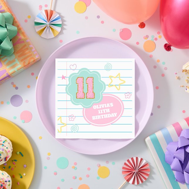 Serviette En Papier Cahier Varsity prépa pastel patch 11e anniversaire (Créateur téléchargé)