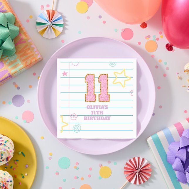 Serviette En Papier Cahier Varsity prépa pastel patch 11e anniversaire (Créateur téléchargé)