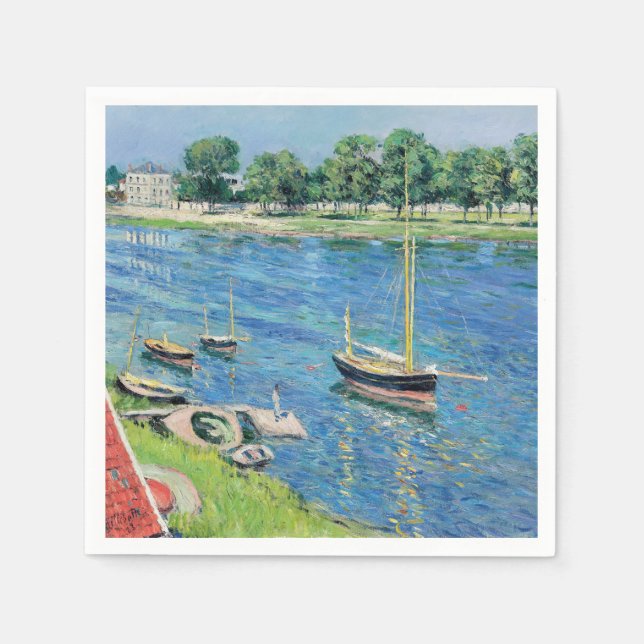 Serviette En Papier Caillebotte - Seine à Argenteuil, Bateaux à l'ancr (Devant)