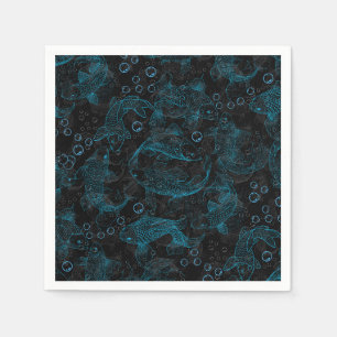 Serviette En Papier Calage Motif de poissons 01.blue.b